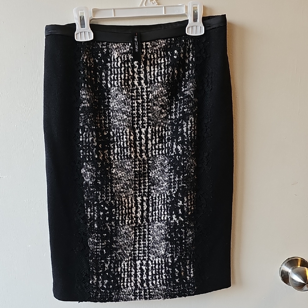 Marc Cain Black Pencil Wool & Cotton Blend Skirt Knee-Length Cocktail.Sz.N1/34